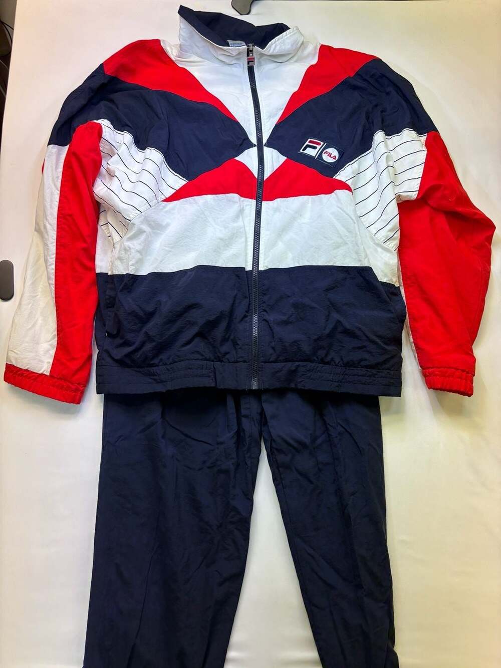 Vintage FILA Colorblock Nylon Windbreaker Track Jacket And Pants Set